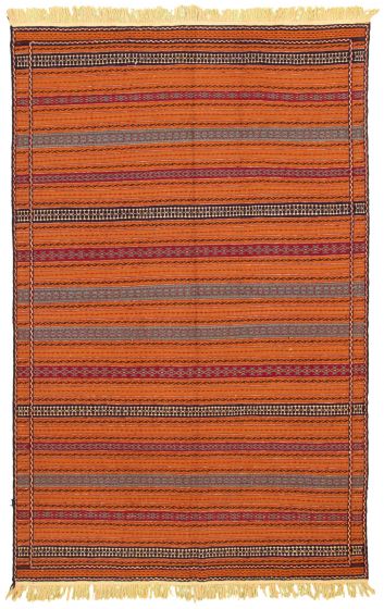 Bohemian  Tribal Orange Area rug 6x9 Turkish Flat-weave 332711