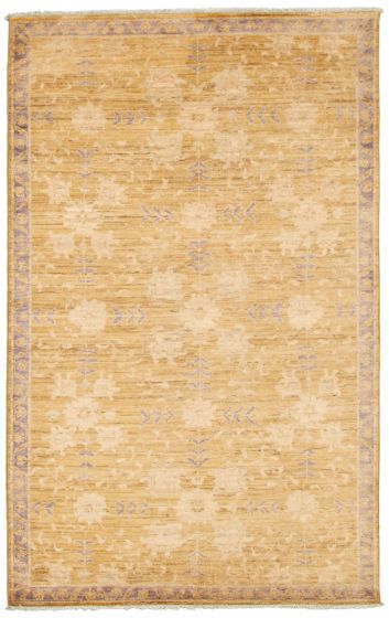 Bordered  Transitional Green Area rug 5x8 Pakistani Hand-knotted 339069
