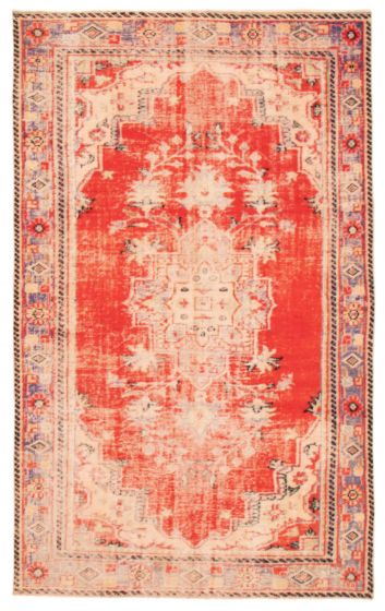 Bordered  Vintage Red Area rug Unique Turkish Hand-knotted 358885