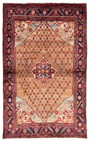 Bordered  Traditional Brown Area rug 4x6 Persian Hand-knotted 365122