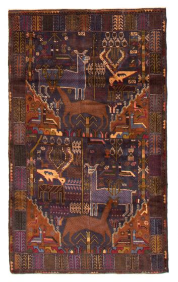 Bordered  Tribal Blue Area rug 3x5 Afghan Hand-knotted 371166