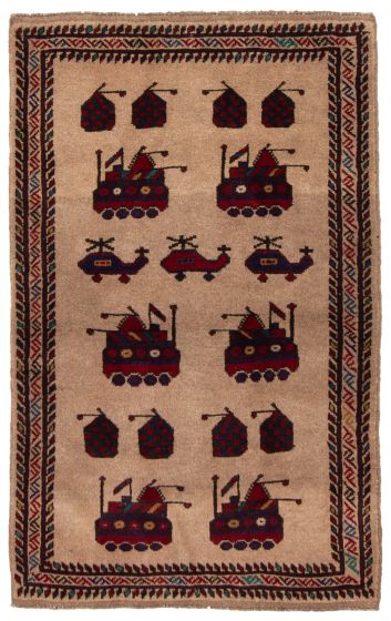 Bordered  Tribal Brown Area rug 3x5 Afghan Hand-knotted 372679