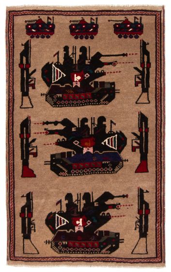 Bordered  Tribal Brown Area rug 3x5 Afghan Hand-knotted 372689
