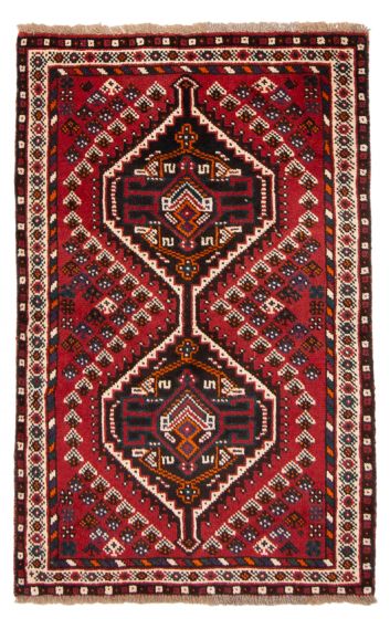 Bordered  Traditional Red Area rug 3x5 Persian Hand-knotted 372956