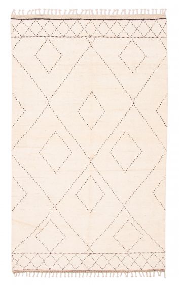 Moroccan  Tribal Ivory Area rug 6x9 Pakistani Hand-knotted 381699