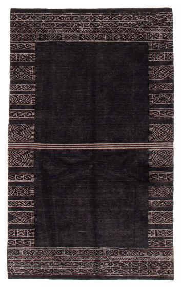 Gabbeh  Tribal Black Area rug 5x8 Indian Hand Loomed 387377