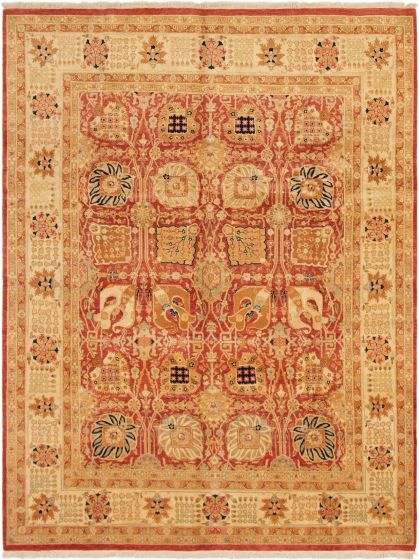 Bordered  Traditional Red Area rug 6x9 Pakistani Hand-knotted 301593