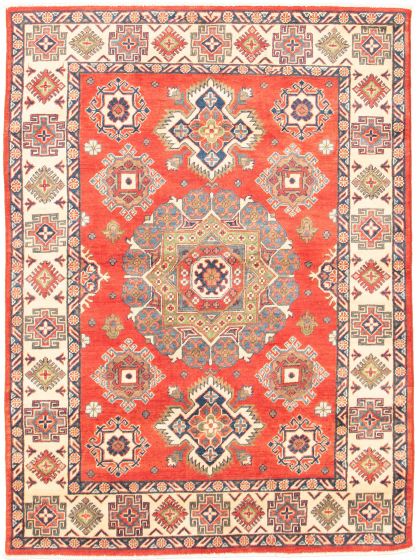 Geometric  Traditional Red Area rug 4x6 Afghan Hand-knotted 311996