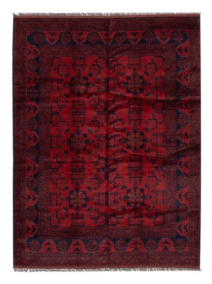 Bordered  Tribal Red Area rug 4x6 Afghan Hand-knotted 325897