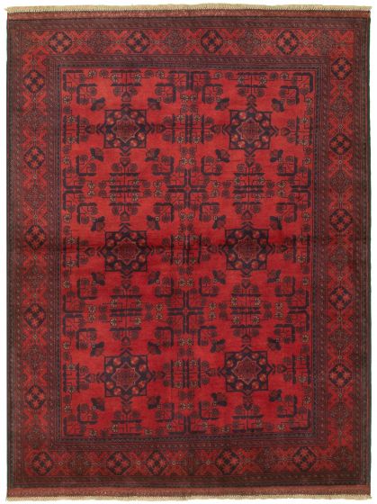Bordered  Tribal Red Area rug 4x6 Afghan Hand-knotted 328880