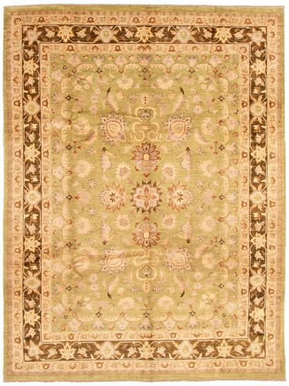 Bordered  Traditional Green Area rug 9x12 Afghan Hand-knotted 336080