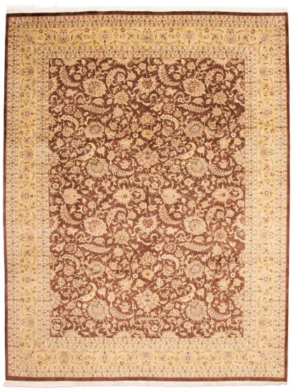Bordered  Traditional Brown Area rug 9x12 Pakistani Hand-knotted 338205