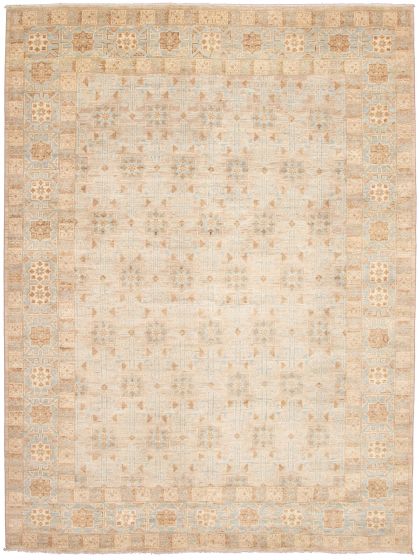 Bordered  Traditional Yellow Area rug 9x12 Pakistani Hand-knotted 338827