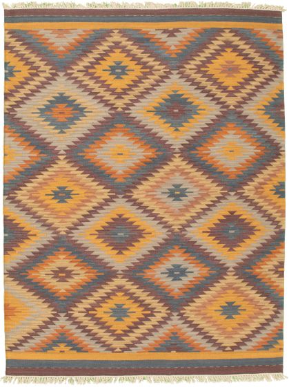 Flat-weaves & Kilims  Traditional Brown Area rug 5x8 Turkish Flat-weave 339325