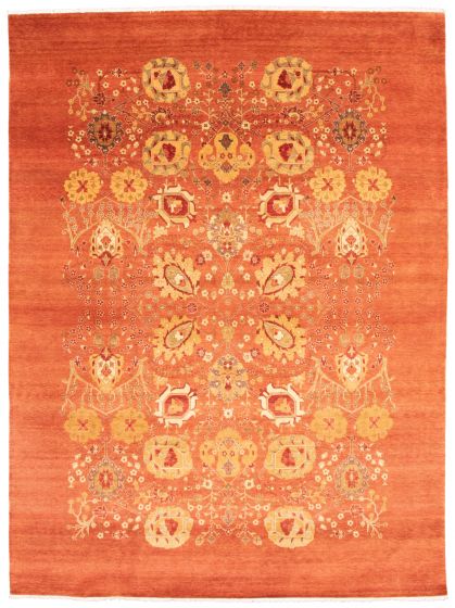 Bordered  Traditional Brown Area rug 9x12 Pakistani Hand-knotted 341497