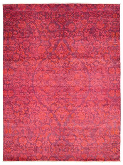 Casual  Transitional Pink Area rug 9x12 Pakistani Hand-knotted 341598