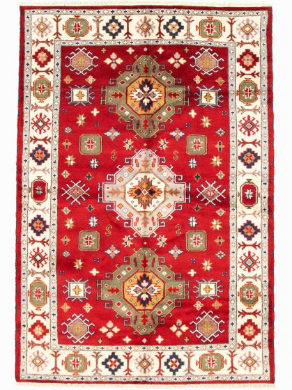Bordered  Traditional Red Area rug 6x9 Indian Hand-knotted 347366