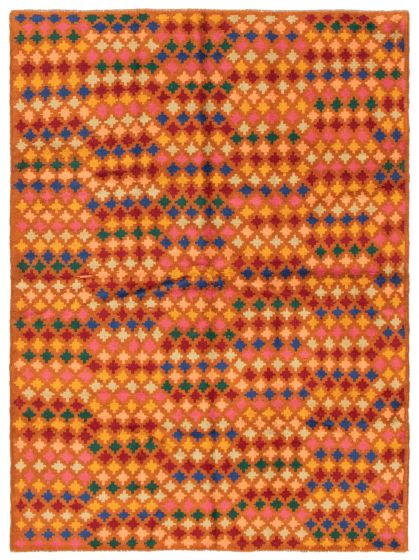 Bohemian  Tribal Orange Area rug 5x8 Afghan Hand-knotted 353865