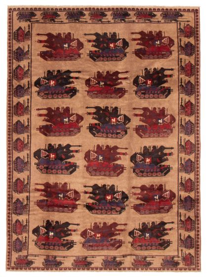 Bordered  Tribal Brown Area rug 6x9 Afghan Hand-knotted 358216