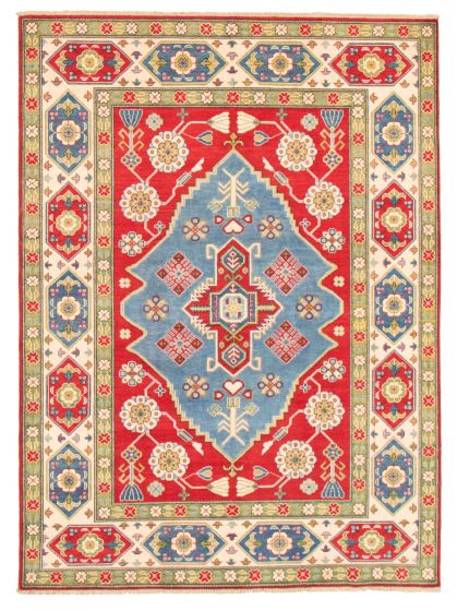 Bordered  Traditional Red Area rug 6x9 Afghan Hand-knotted 359518