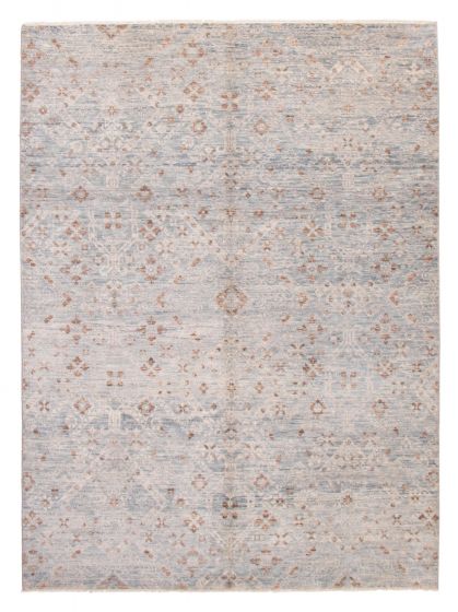 Transitional Grey Area rug 9x12 Indian Hand-knotted 378891