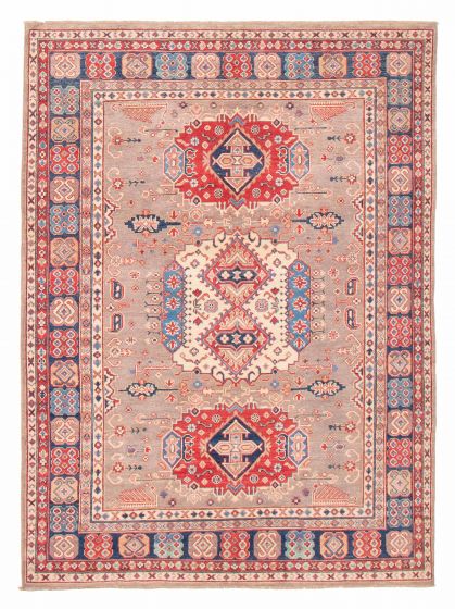 Bordered  Geometric Brown Area rug 5x8 Afghan Hand-knotted 381863