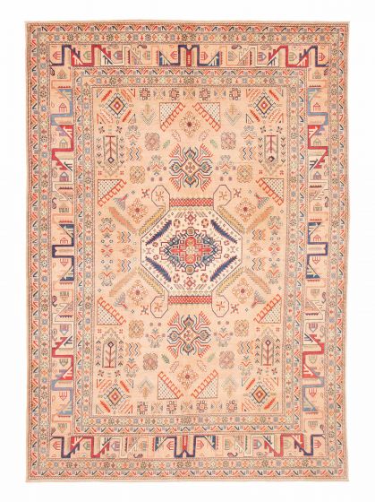 Bordered  Geometric Brown Area rug 9x12 Afghan Hand-knotted 381914