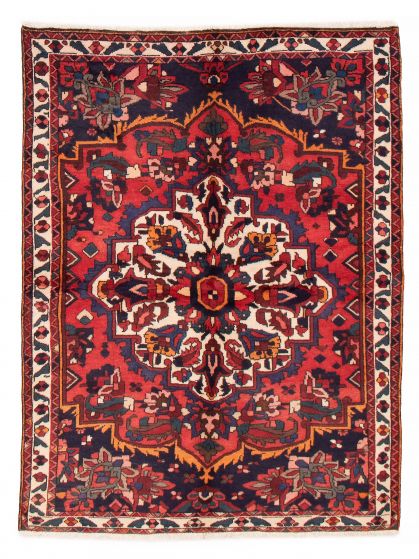 Bordered  Traditional Red Area rug 4x6 Persian Hand-knotted 383345