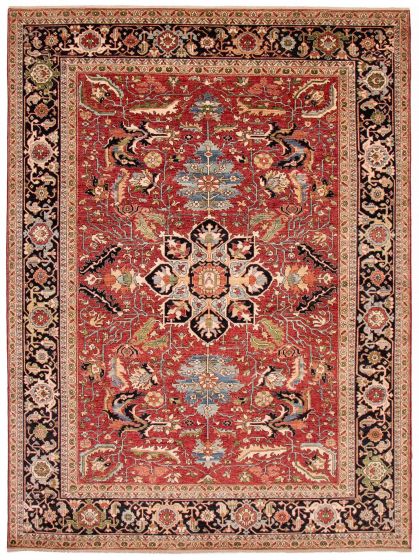 Bordered  Traditional Red Area rug 10x14 Afghan Hand-knotted 388146