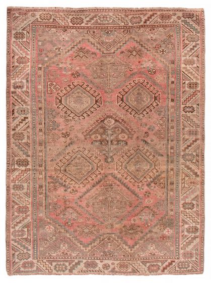 Vintage/Distressed Red Area rug 4x6 Turkish Hand-knotted 388762