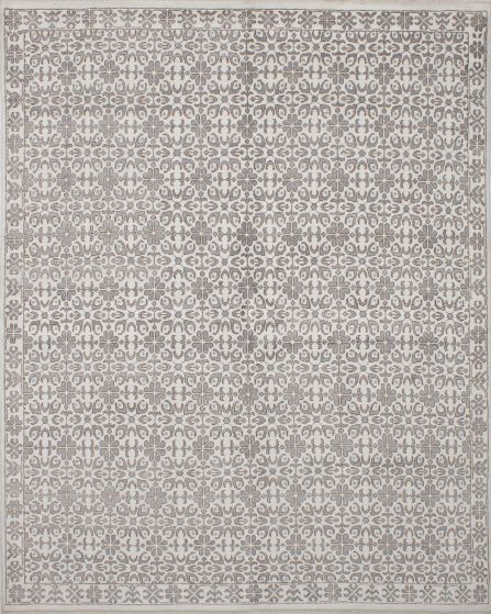 Floral  Transitional Ivory Area rug 6x9 Indian Hand-knotted 242671