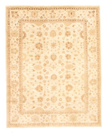 Bordered  Traditional Ivory Area rug 6x9 Afghan Hand-knotted 346565