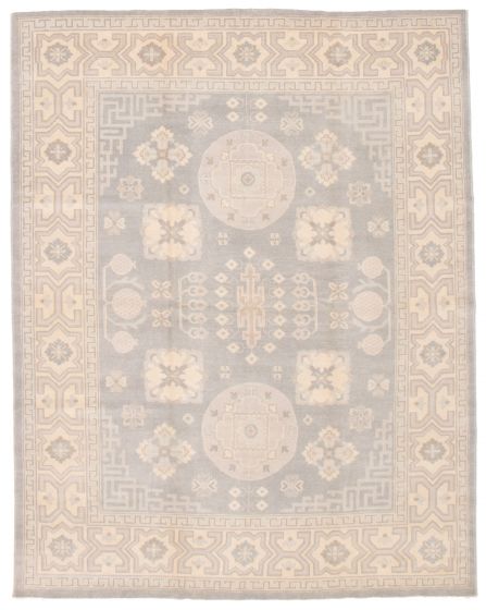 Bordered  Traditional Grey Area rug 6x9 Turkish Hand-knotted 374013