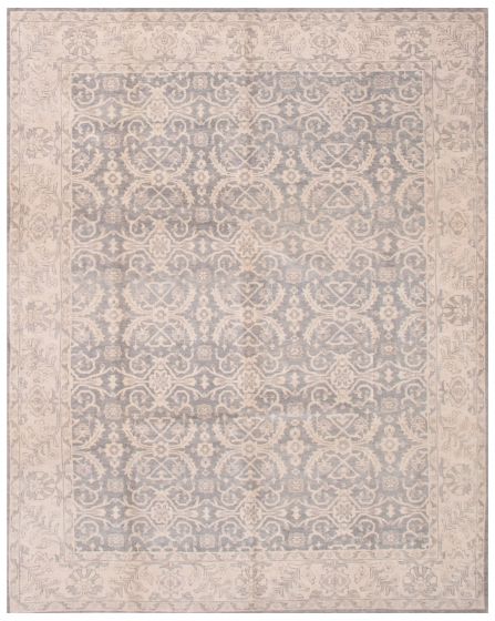 Bordered  Traditional Grey Area rug 6x9 Indian Hand-knotted 374857