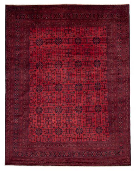 Bordered  Traditional Red Area rug 9x12 Afghan Hand-knotted 377240