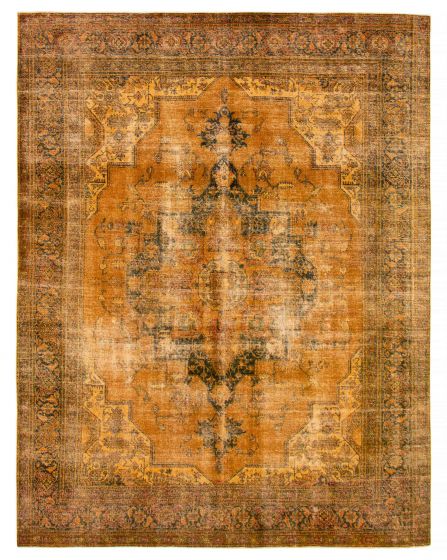 Overdyed  Transitional Orange Area rug 9x12 Turkish Hand-knotted 392388