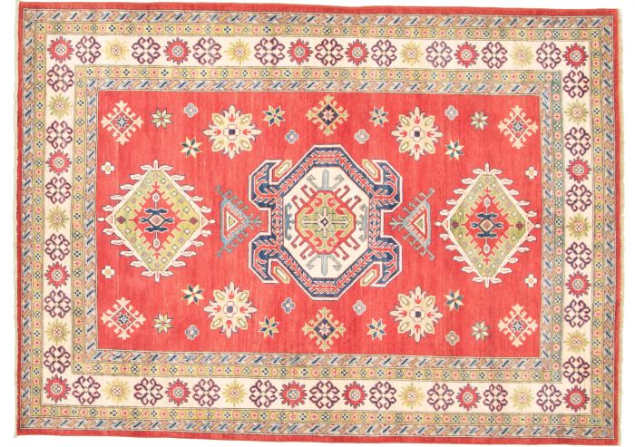 Bordered  Traditional Red Area rug 6x9 Afghan Hand-knotted 329004