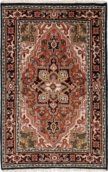 Traditional Brown Area rug 3x5 Indian Hand-knotted 239795