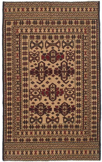 Bohemian  Tribal Ivory Area rug 3x5 Afghan Flat-weave 250100