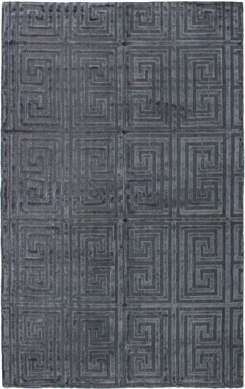 Carved  Contemporary Grey Area rug 5x8 Indian Hand-knotted 272097