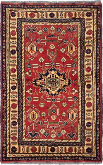 Bordered  Traditional Red Area rug 3x5 Afghan Hand-knotted 281265