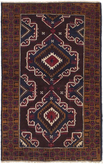 Bordered  Tribal Red Area rug 3x5 Afghan Hand-knotted 285327