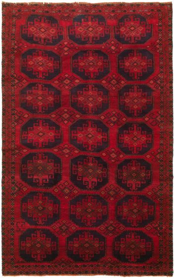 Bordered  Tribal Red Area rug 5x8 Turkish Hand-knotted 318665