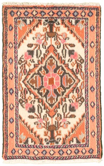 Bordered  Traditional Ivory Area rug 2x3 Persian Hand-knotted 325814
