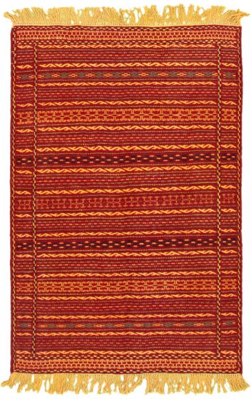 Flat-weaves & Kilims  Tribal Red Area rug 3x5 Turkish Flat-weave 333143