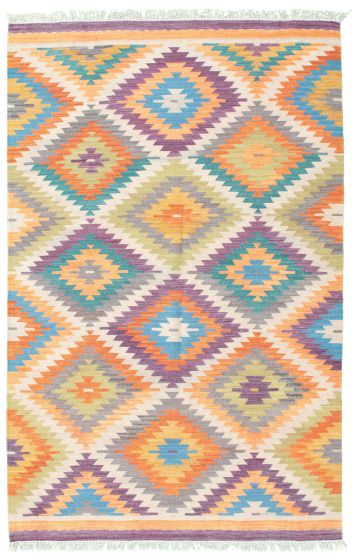 Flat-weaves & Kilims  Traditional Multi Area rug 5x8 Turkish Flat-weave 339701