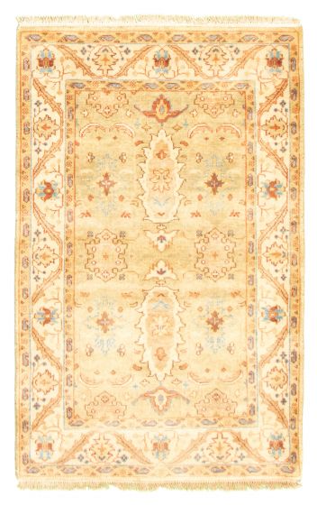 Bordered  Traditional Green Area rug 3x5 Indian Hand-knotted 344243