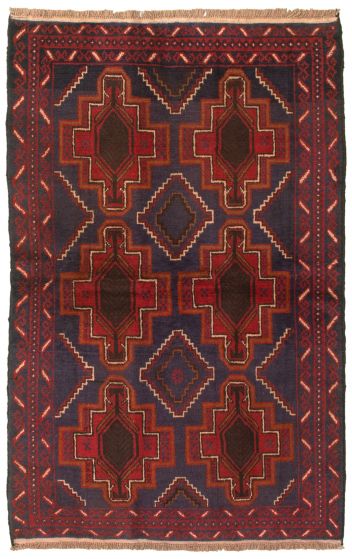 Bordered  Tribal Blue Area rug 4x6 Afghan Hand-knotted 346620