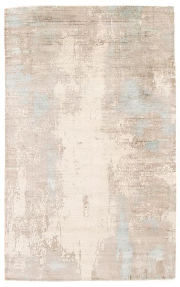 Casual  Contemporary Ivory Area rug 5x8 Indian Hand Loomed 349757