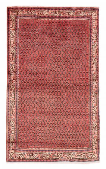 Bordered  Tribal Red Area rug 4x6 Indian Hand-knotted 380241
